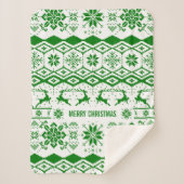 Groene rendieren Kerstmis gebreid Sherpa Deken (Voorkant)
