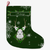 Groene rendieren stoppen grote kerstsok (Voorkant)