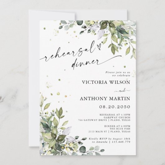 Groene repetitie diner uitnodiging (Voorkant)