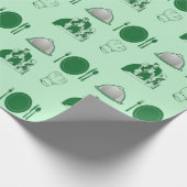 Groene restaurant decoratief patroon cadeaupapier (Hoek)