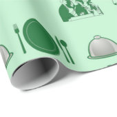 Groene restaurant decoratief patroon cadeaupapier (Rol Hoek)