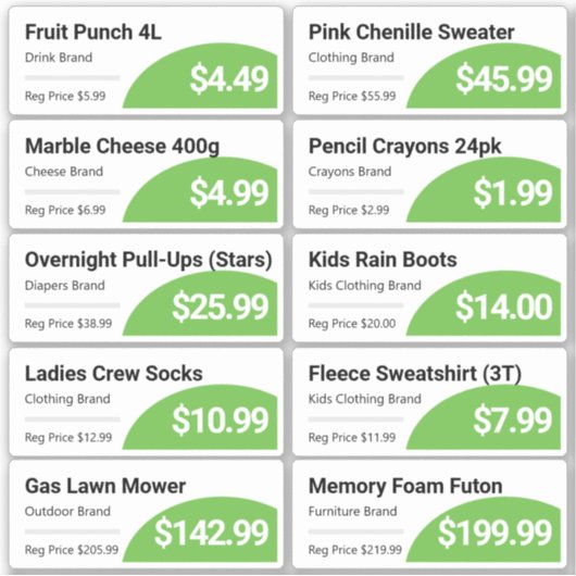 Groene Retail Grocery Product Prijs Labels (Voorkant)