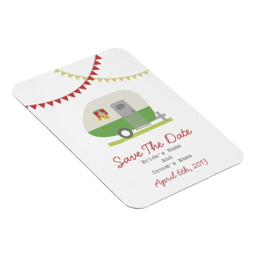 Groene retro aanhangwagen Sla de datum op Magneet (Rechterzijde)