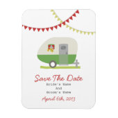 Groene retro aanhangwagen Sla de datum op Magneet (Verticaal)