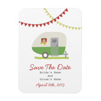 Groene retro aanhangwagen Sla de datum op Magneet