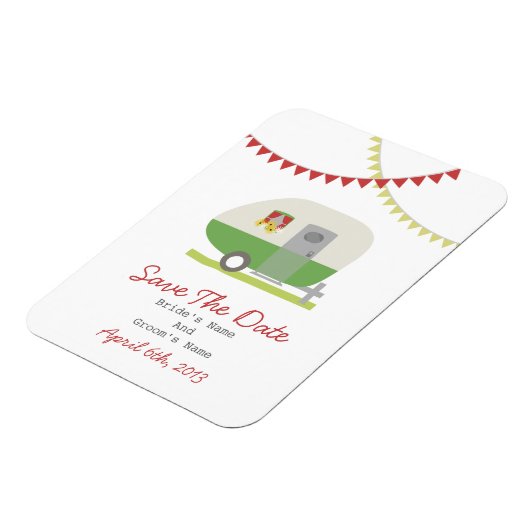 Groene retro aanhangwagen Sla de datum op Magneet (Linkerzijde)