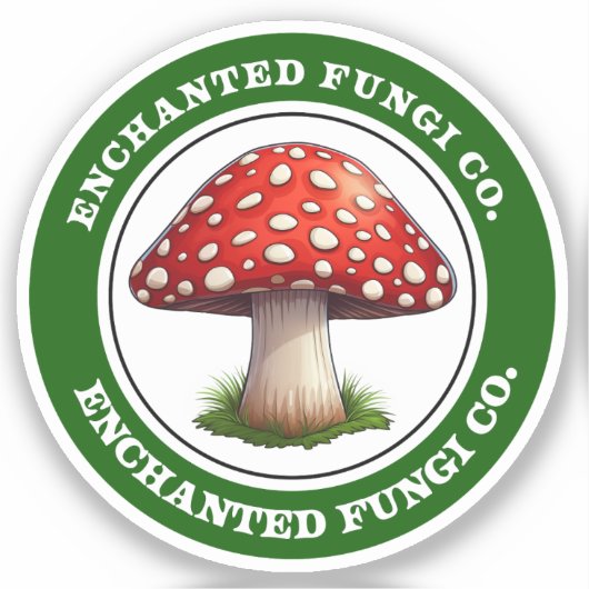 Groene Retro Amanita Muscaria Mushroom Sticker (Voorkant)