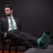 Groene Retro Argyle Bowling Pin Stropdas