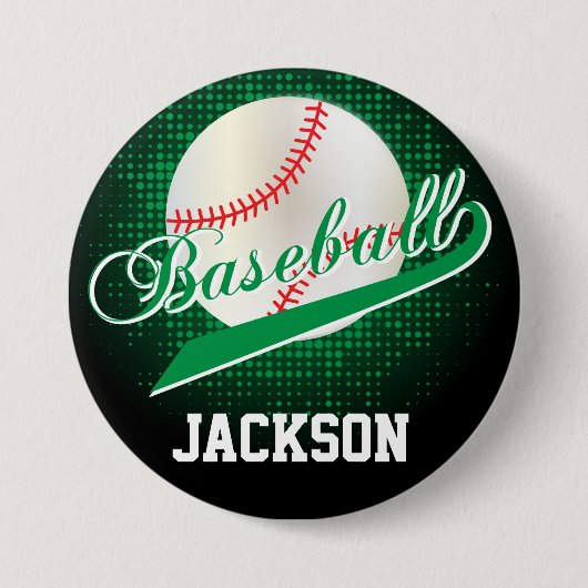 Groene Retro Baseball Style Ronde Button 7,6 Cm (Voorkant)