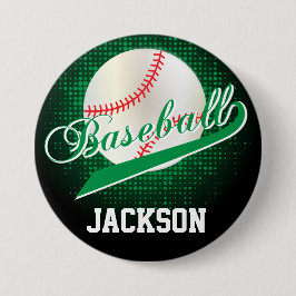 Groene Retro Baseball Style Ronde Button 7,6 Cm