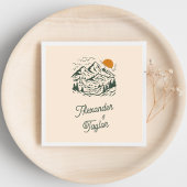 Groene Retro  Berglandschap Bruiloft Servet