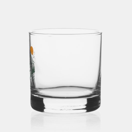 Groene Retro  Berglandschap Bruiloft Whisky Glas (Links)