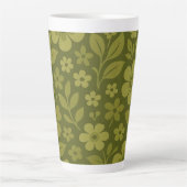 Groene Retro Bloem Latte Mok 0,35 en 0,5 l (Voorkant)