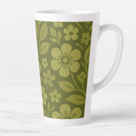 Groene Retro Bloem Latte Mok 0,35 en 0,5 l