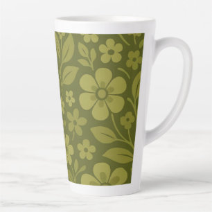 Groene Retro Bloem Latte Mok 0,35 en 0,5 l