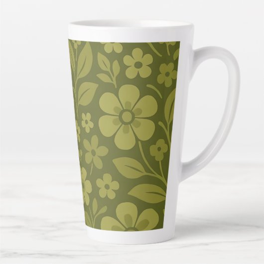 Groene Retro Bloem Latte Mok 0,35 en 0,5 l (Rechts)
