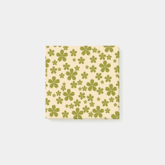 Groene Retro Bloem Lente & Zomer Werkruimte Post-it® Notes (Voorkant)