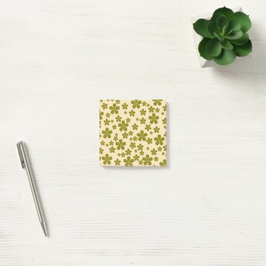 Groene Retro Bloem Lente & Zomer Werkruimte Post-it® Notes (Kantoor)