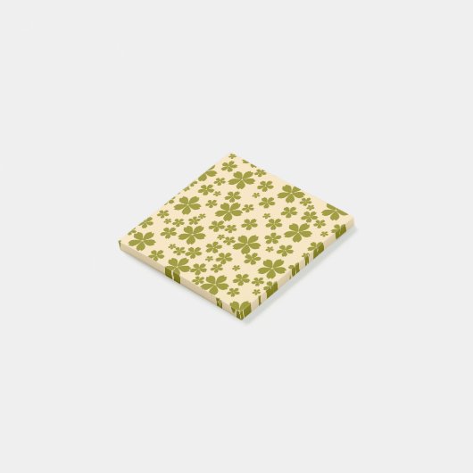 Groene Retro Bloem Lente & Zomer Werkruimte Post-it® Notes (Schuin)
