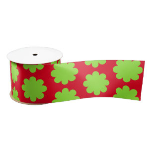 Groene Retro bloem op rood lint