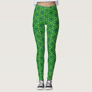 Groene Retro Bloem Yoga Broek Workout Legging