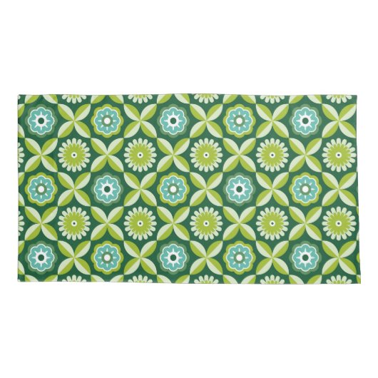 Groene retro bloemen kussensloop (Achterkant)