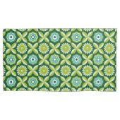Groene retro bloemen kussensloop (Voorkant)