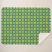 Groene retro bloemen sherpa deken (Voorkant (horizontaal))