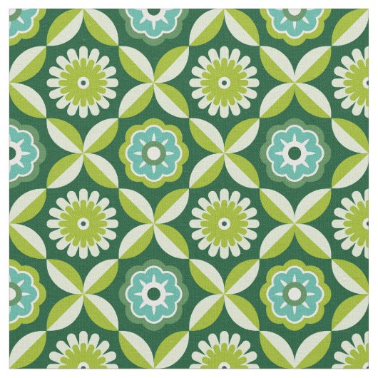 Groene retro bloemen stof (Close Up)