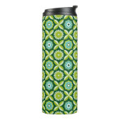 Groene retro bloemen thermosbeker (Gedraaid links)