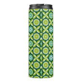 Groene retro bloemen thermosbeker (Achterkant)