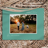 Groene Retro Boho minimalistische foto en brief Feestdagenkaart
