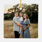 Groene Retro Boho minimalistische foto Vrolijk Ker Keramisch Ornament (Achterkant)