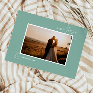 Groene Retro Boho Minimalistische Gelukkig Getrouw Feestdagenkaart