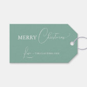 Groene Retro Boho Minimalistische Kerstmis Cadeaulabel (Voorkant (Horizontaal))