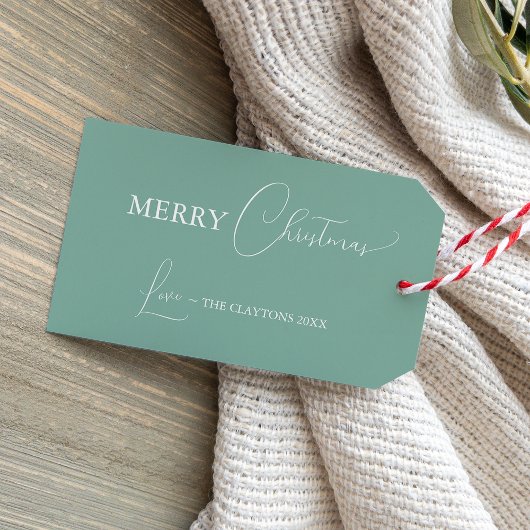 Groene Retro Boho Minimalistische Kerstmis Cadeaulabel