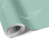 Groene Retro Boho Minimalistische Vrolijk Kerstfee Cadeaupapier (Rol Hoek)