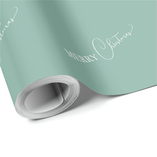 Groene Retro Boho Minimalistische Vrolijk Kerstfee Cadeaupapier (Rol Hoek)