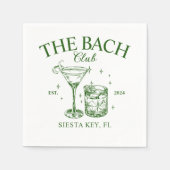 Groene Retro Cocktails Bachelorette Party Servet (Voorkant)