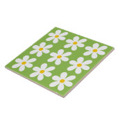 Groene Retro Daisy Bloemen Patroon Tegeltje (Zijkant)