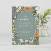 Groene Retro Een beetje Wildflower Baby shower Kaart (Staand voorkant)