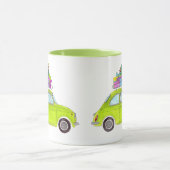Groene Retro Fiat 500 met cadeautjes Waterverf Mok (Midden)