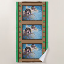 Groene retro filmstrip foto strandlaken