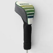 Groene Retro Five Overdwars Strepen met Naam Golfheadcover (Schuin)