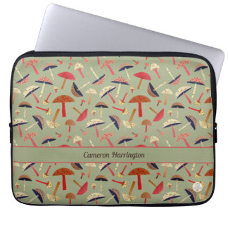 Groene Retro -geïnspireerde gepersonaliseerde padd Laptop Sleeve