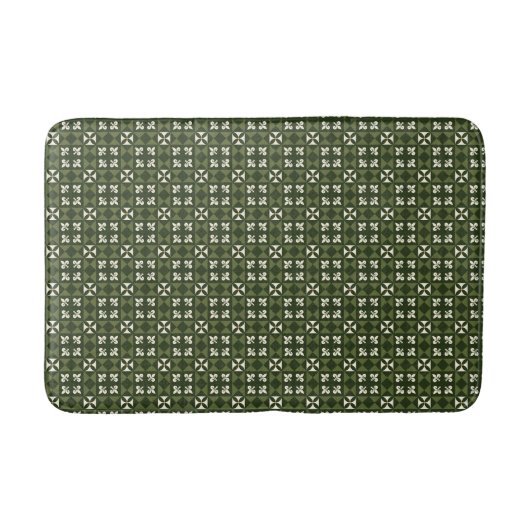 Groene Retro Geometrische Patroon Badmat (Voorkant)