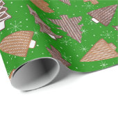 Groene Retro Gingerbread Koekjes Kerstmis Cadeaupapier (Rol Hoek)