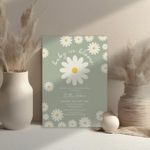 Groene Retro Groovy Daisy Baby in Bloom Douche Kaart