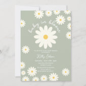 Groene Retro Groovy Daisy Baby in Bloom Douche Kaart (Voorkant)