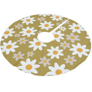 Groene Retro Groovy Madeliefjespatroon Vakantie Kerstboom Rok